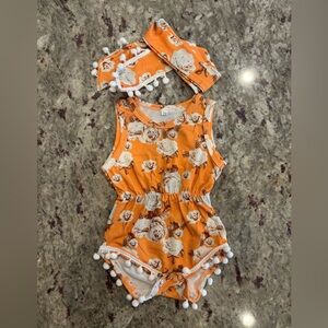 Trendy Boutique Orange Floral Kids Bodysuit